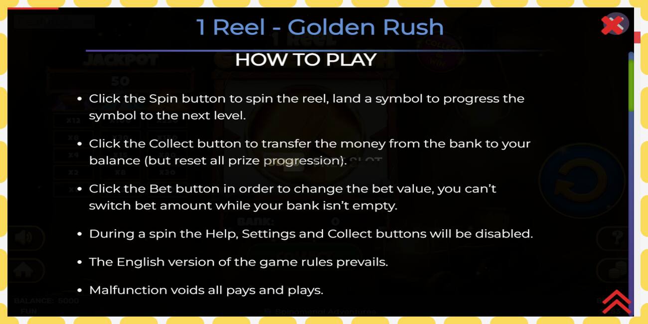 Demo slot 1 Reel Golden Rush free and without registration, picture - 1