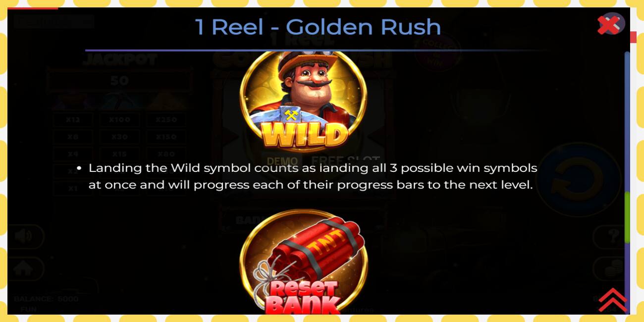 Demo slot 1 Reel Golden Rush free and without registration, picture - 1