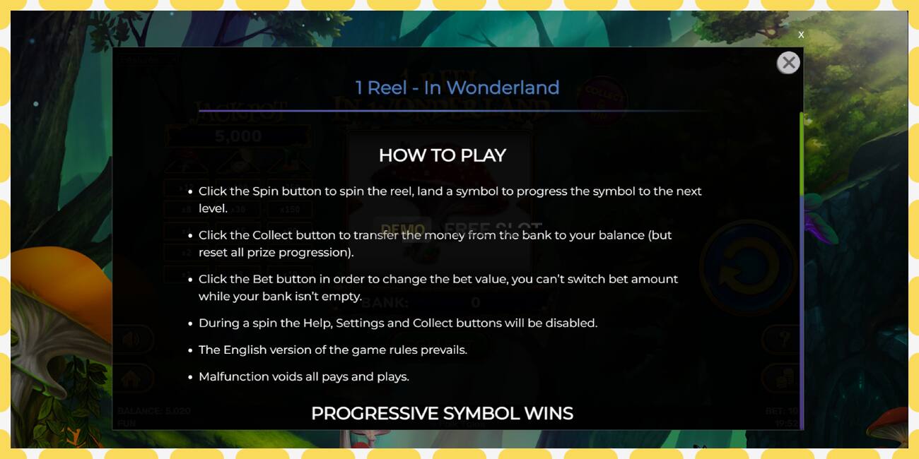 Slot demo 1 Reel In Wonderland gratis dan tanpa registrasi, gambar - 1