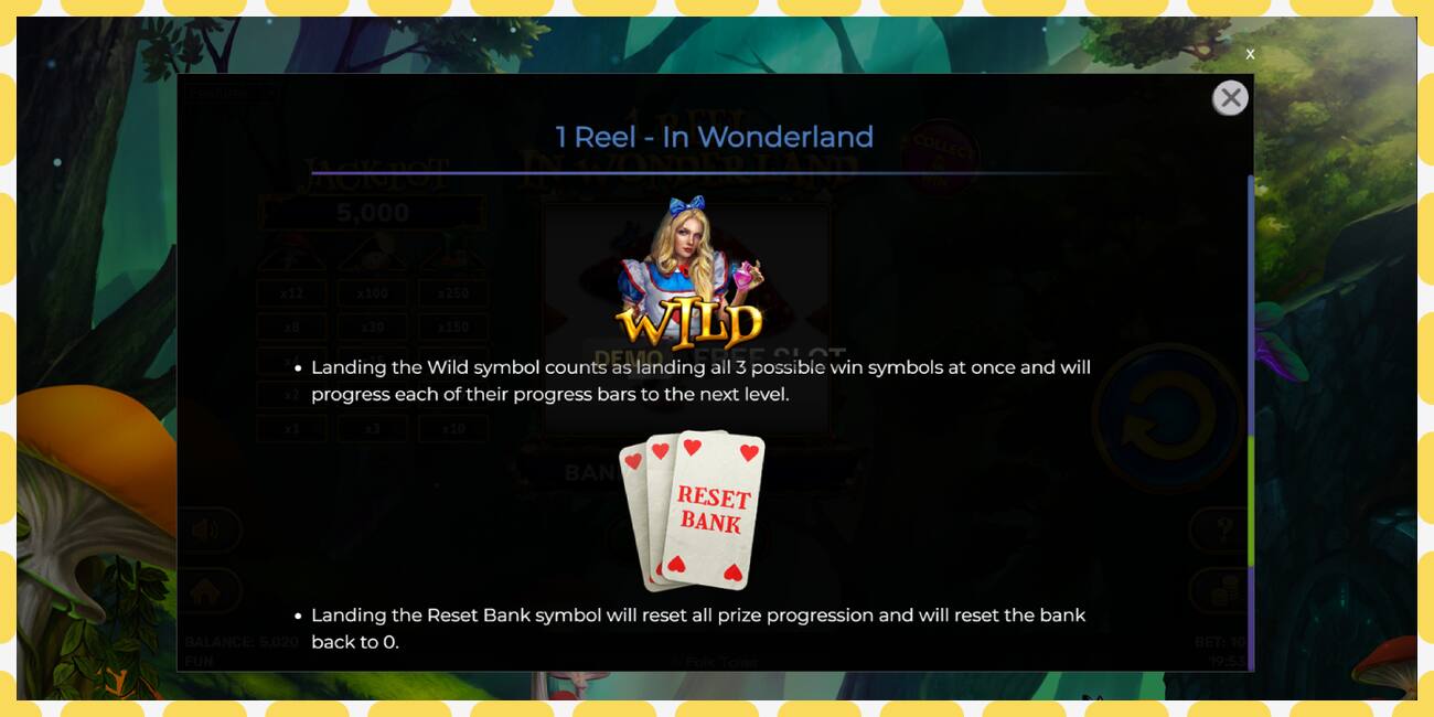 Slot demo 1 Reel In Wonderland gratis dan tanpa registrasi, gambar - 1