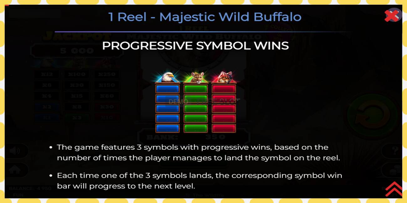 Demo slot 1 Reel Majestic Wild Buffalo free and without registration, picture - 1