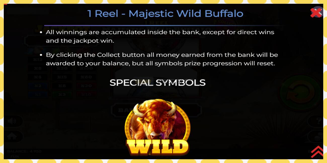 Demo slot 1 Reel Majestic Wild Buffalo free and without registration, picture - 1