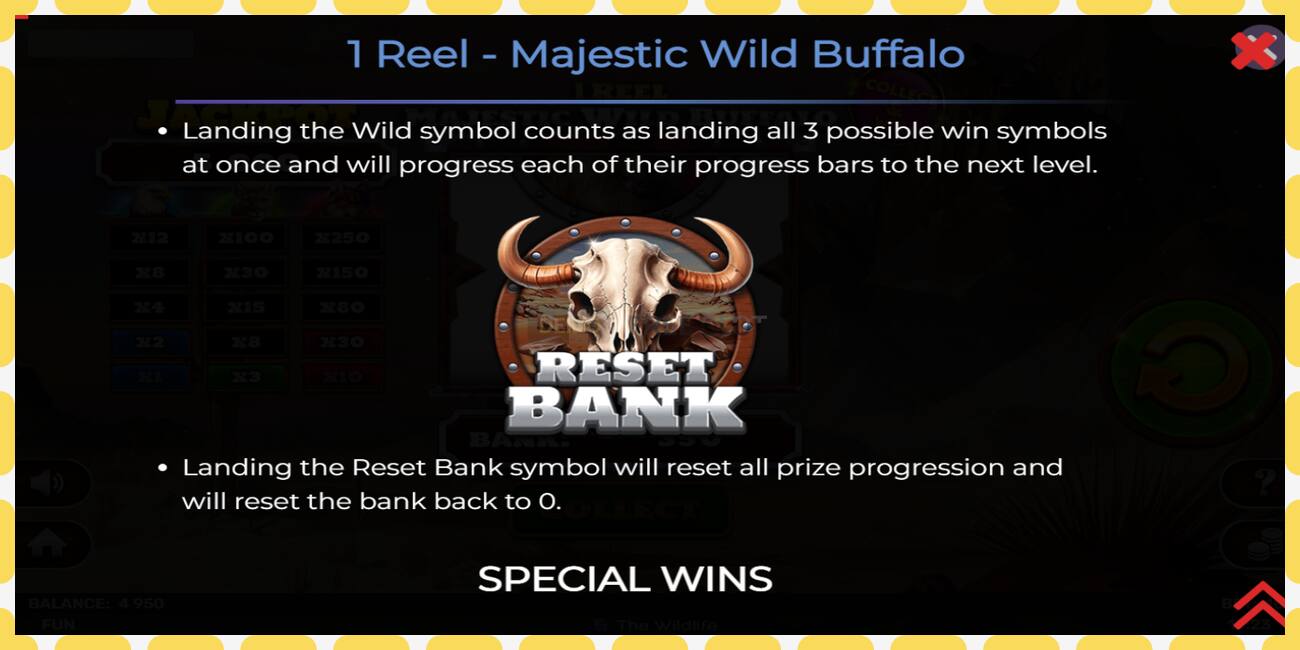 Demo slot 1 Reel Majestic Wild Buffalo free and without registration, picture - 1