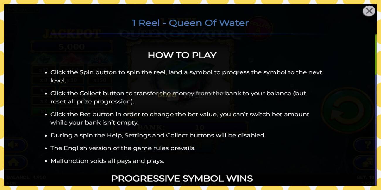 Demo slots 1 Reel Queen of Water bezmaksas un bez reģistrācijas, attēlu - 1