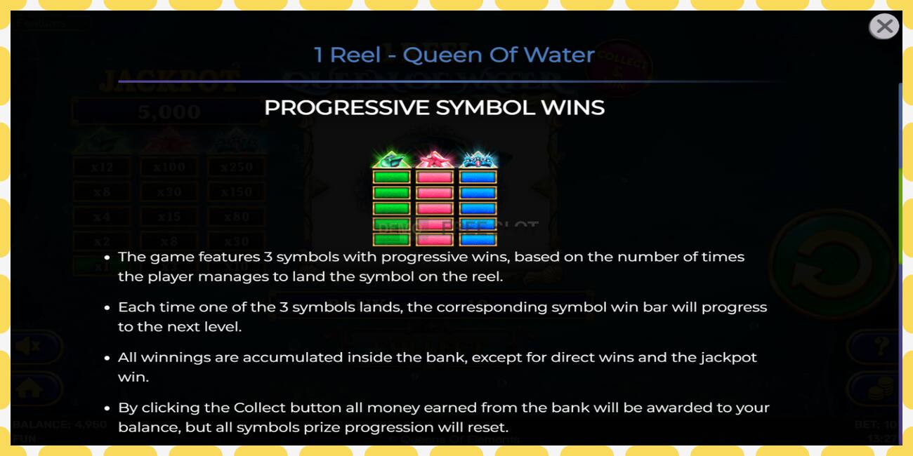 Demo slots 1 Reel Queen of Water bezmaksas un bez reģistrācijas, attēlu - 1