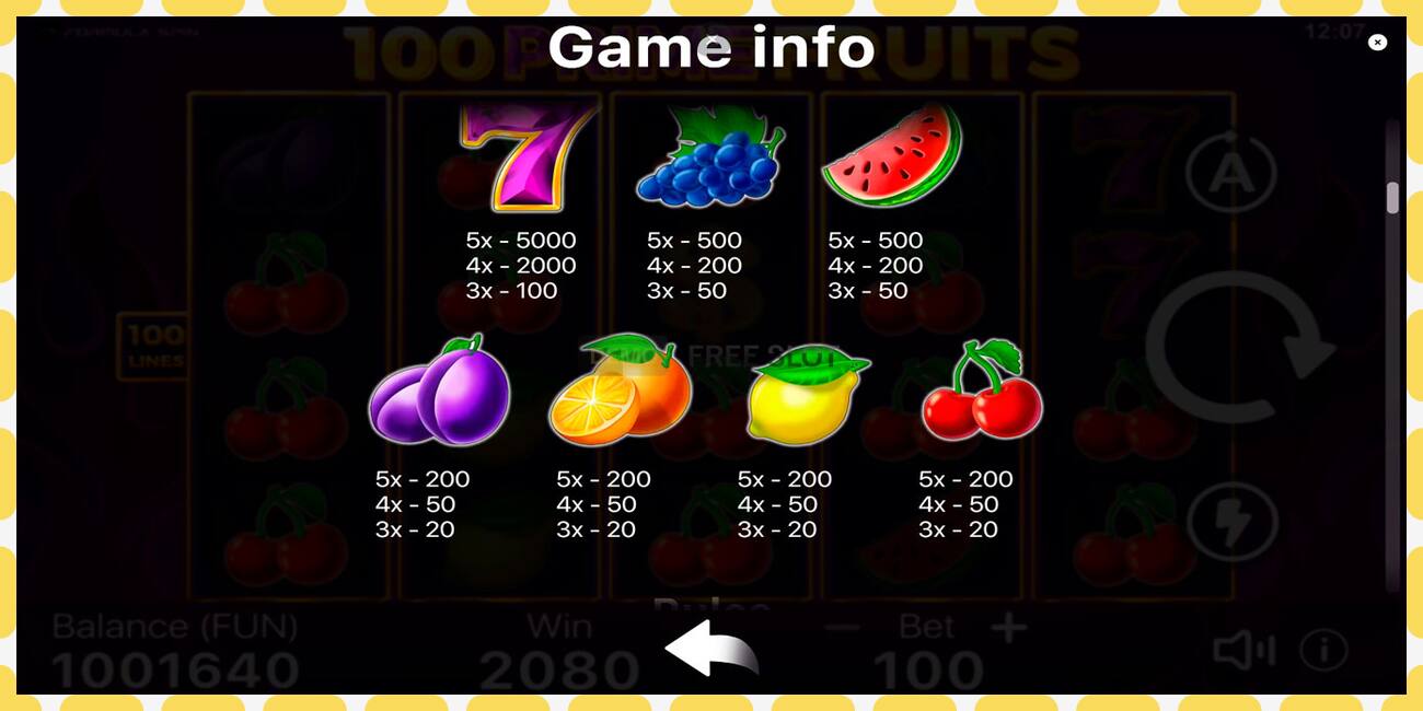 Demo slot 100 Prime Fruits zdarma a bez registrace, obrázek - 1