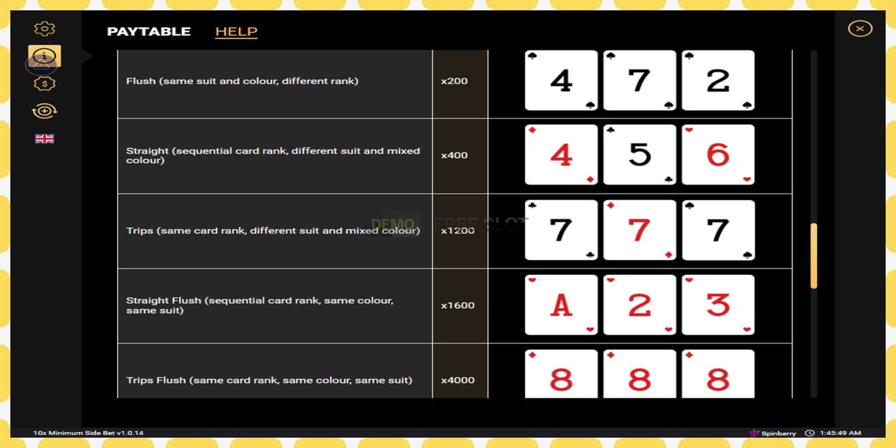 डेमो स्लट 10x Minimum Side Bet नि: शुल्क र दर्ता बिना, चित्र - १