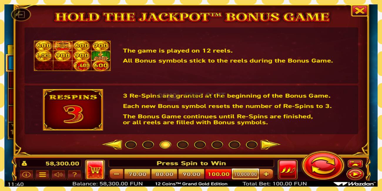 डेमो स्लट 12 Coins Grand Gold Edition Score The Jackpot नि: शुल्क र दर्ता बिना, चित्र - १