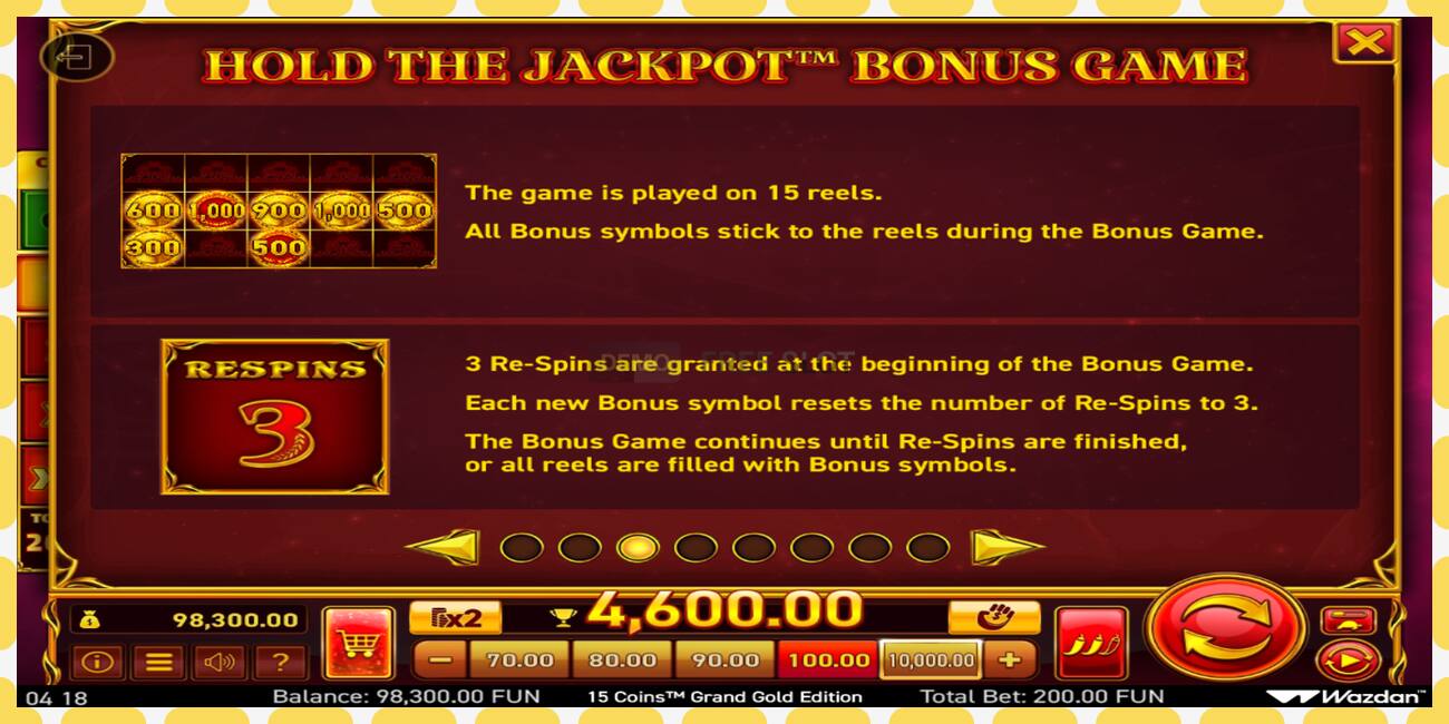 Demo slot 15 Coins Grand Gold Edition Score The Jackpot free and without registration, picture - 1