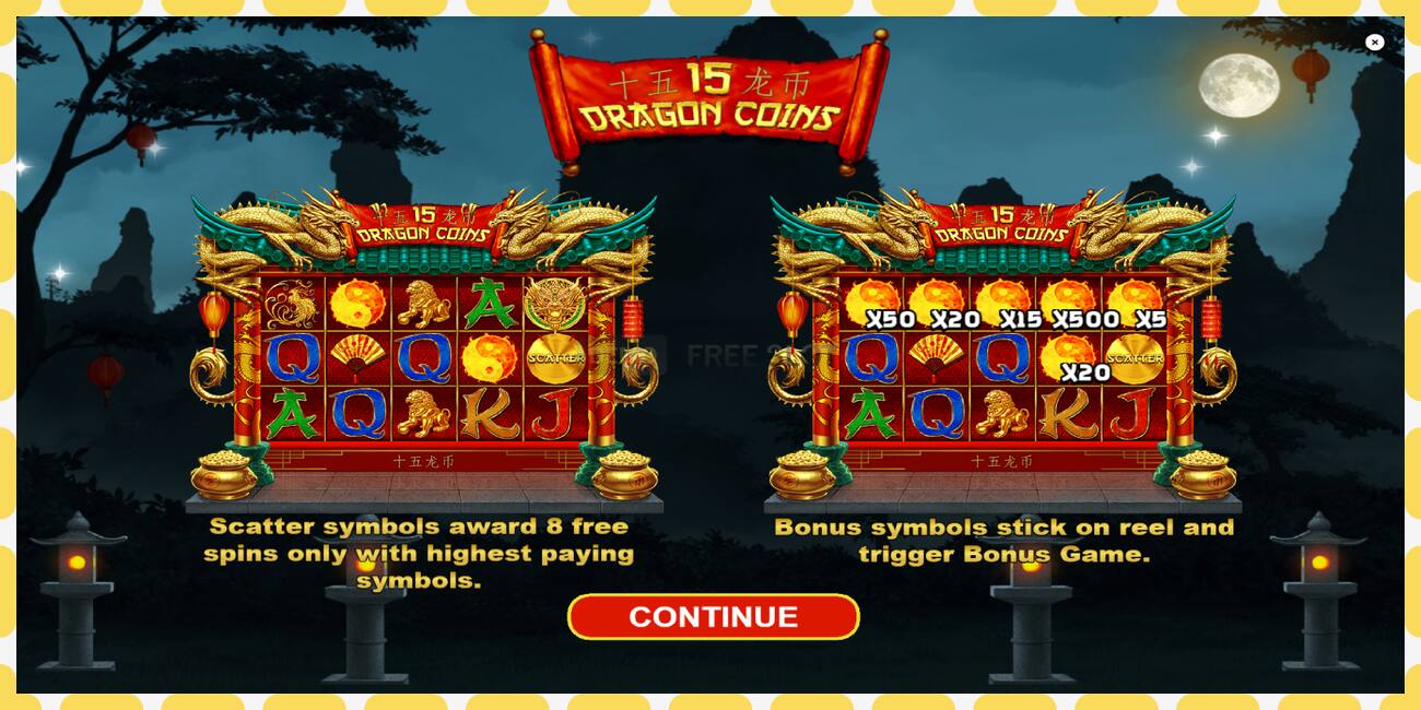 Demo lizdas 15 Dragon Coins nemokamai ir be registracijos, paveikslėlį - 1