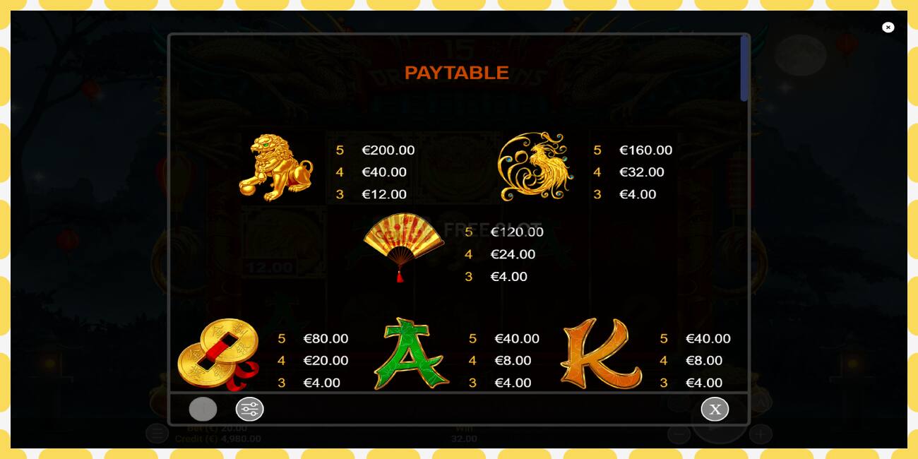 Demo slots 15 Dragon Coins bezmaksas un bez reģistrācijas, attēlu - 1