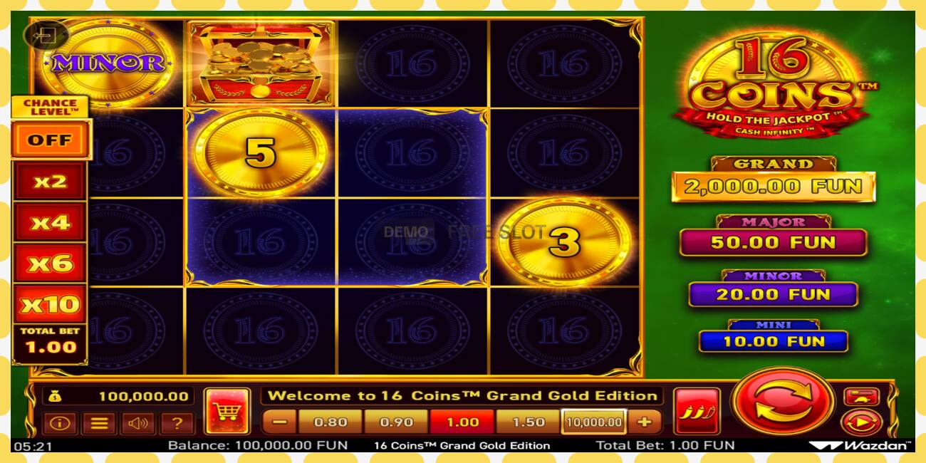 Slot dimostrativo 16 Coins Grand Gold Edition gratuito e senza registrazione, immagine - 1