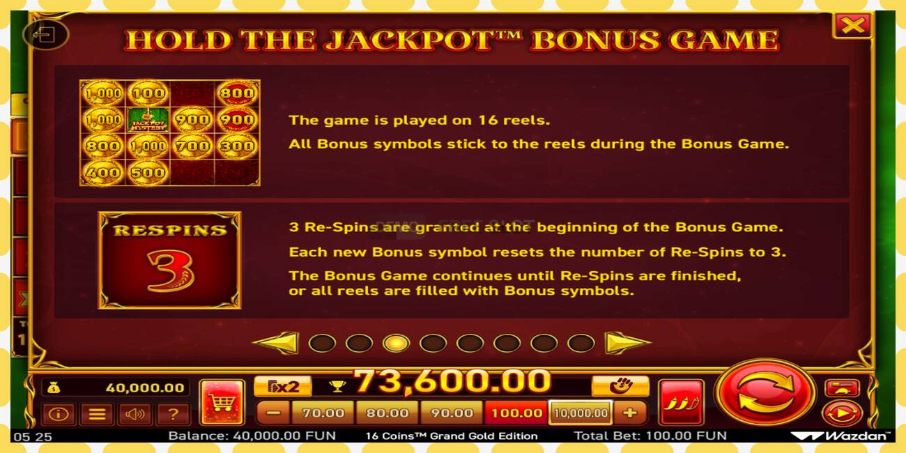 Demo slot 16 Coins Grand Gold Edition gratis och utan registrering, bild - 1