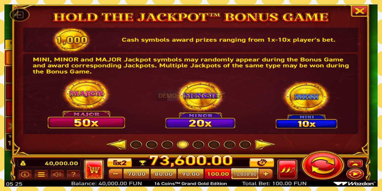 Demo slot 16 Coins Grand Gold Edition free and without registration, picture - 1