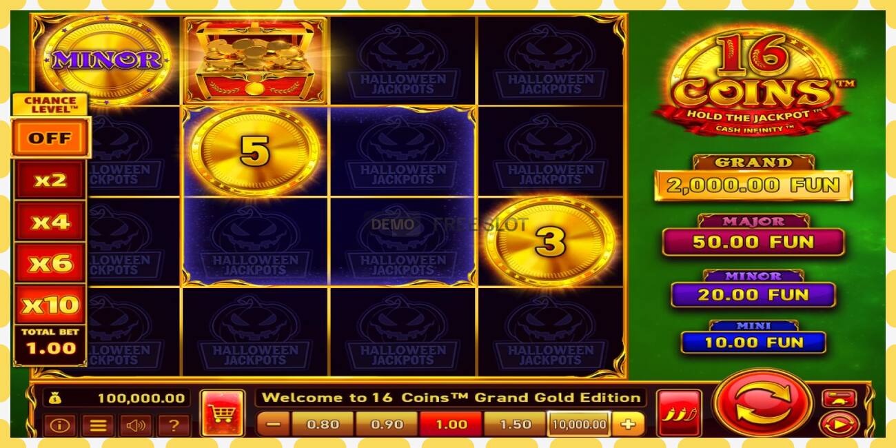 Demo slot 16 Coins Grand Gold Edition Halloween Jackpots free and without registration, picture - 1