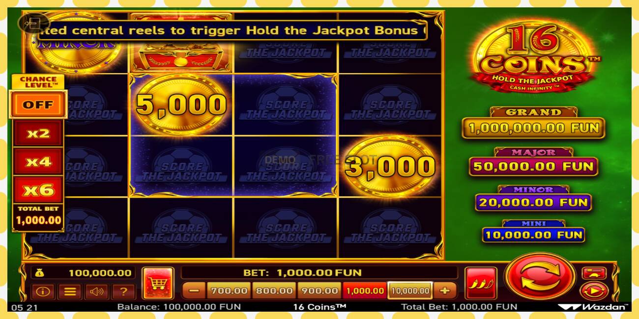 डेमो स्लट 16 Coins Score The Jackpot नि: शुल्क र दर्ता बिना, चित्र - १