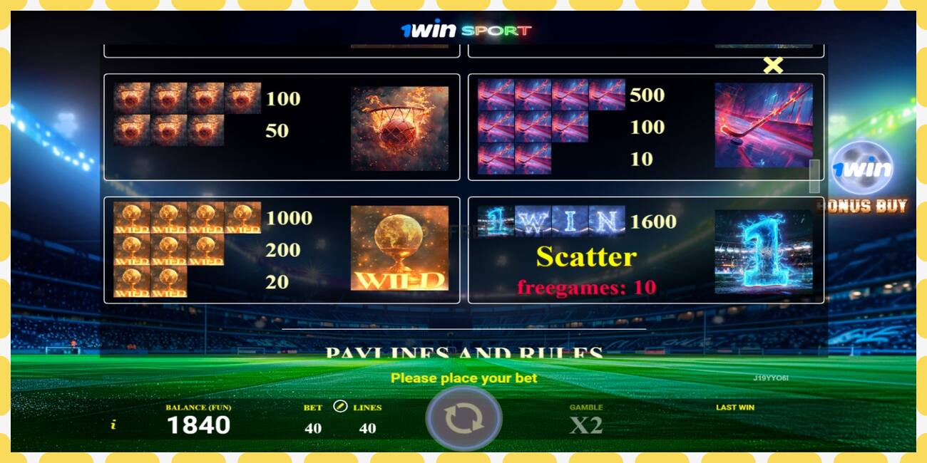 Demo slot 1win Sport free and without registration, picture - 1