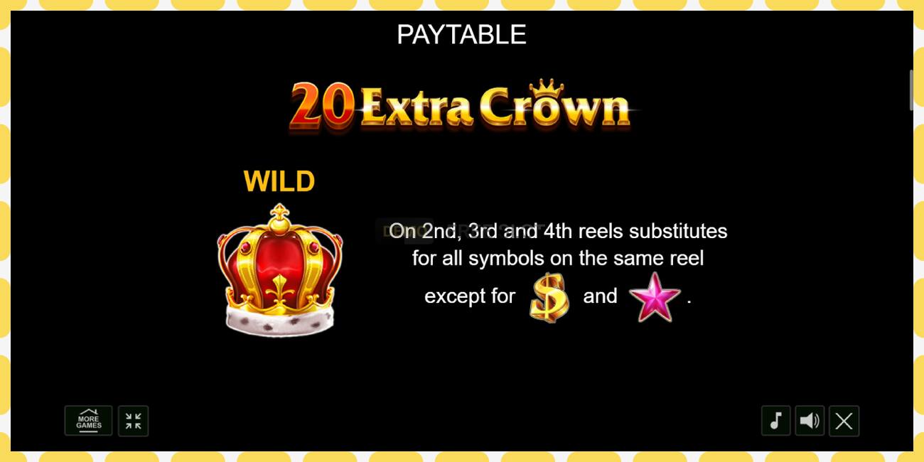 Slot demo 20 Extra Crown gratuit și fără înregistrare, imagine - 1