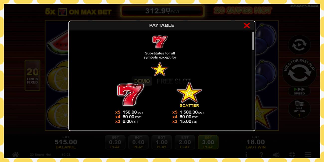 Demo slot 20 Super Hot free and without registration, picture - 1