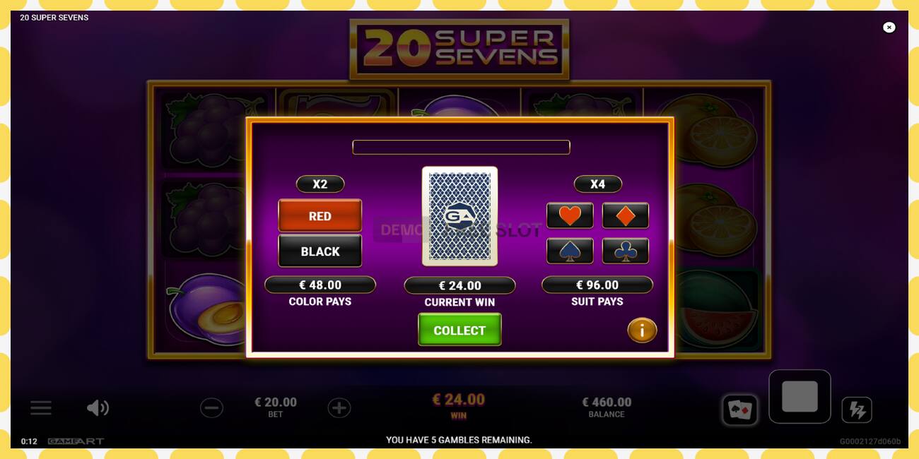 Demo slots 20 Super Sevens bezmaksas un bez reģistrācijas, attēlu - 1