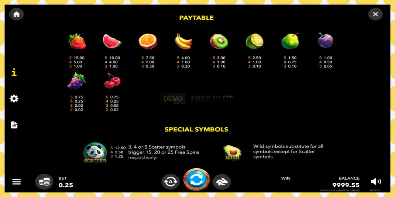 Demo slot 243 Fruity Zen free and without registration, picture - 1