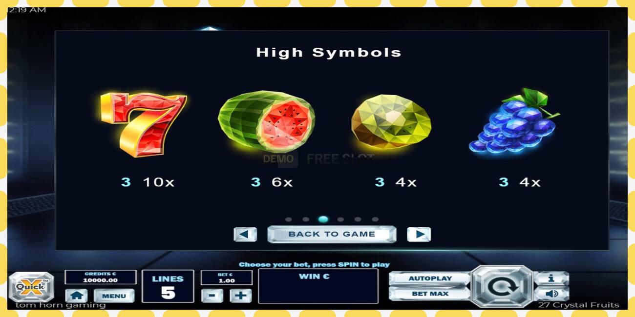 Demo slot 27 Crystal Fruits free and without registration, picture - 1