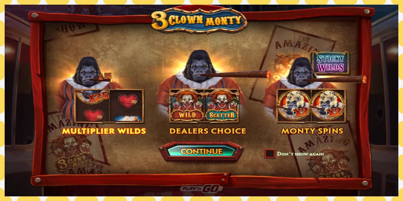 Demo slot 3 Clown Monty free and without registration, picture - 1