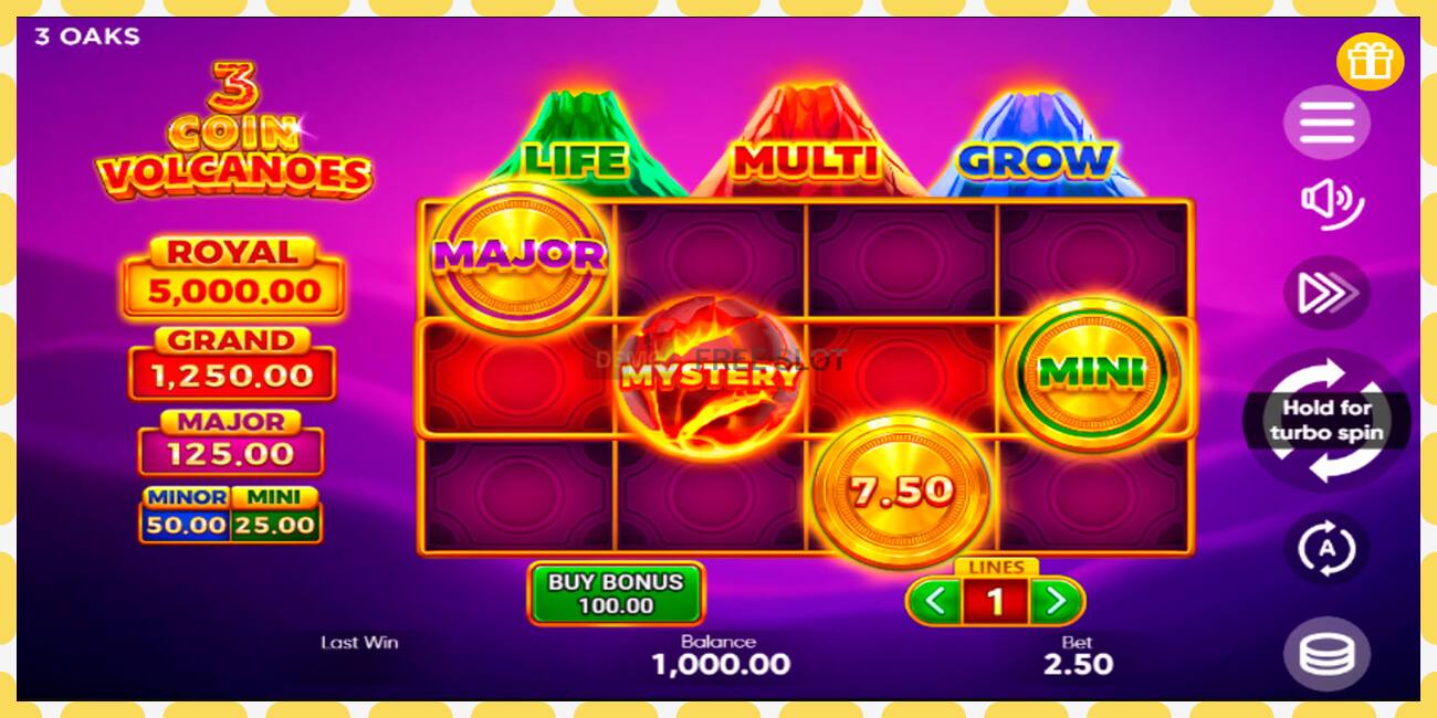 Demo slot 3 Coin Volcanoes free and without registration, picture - 1