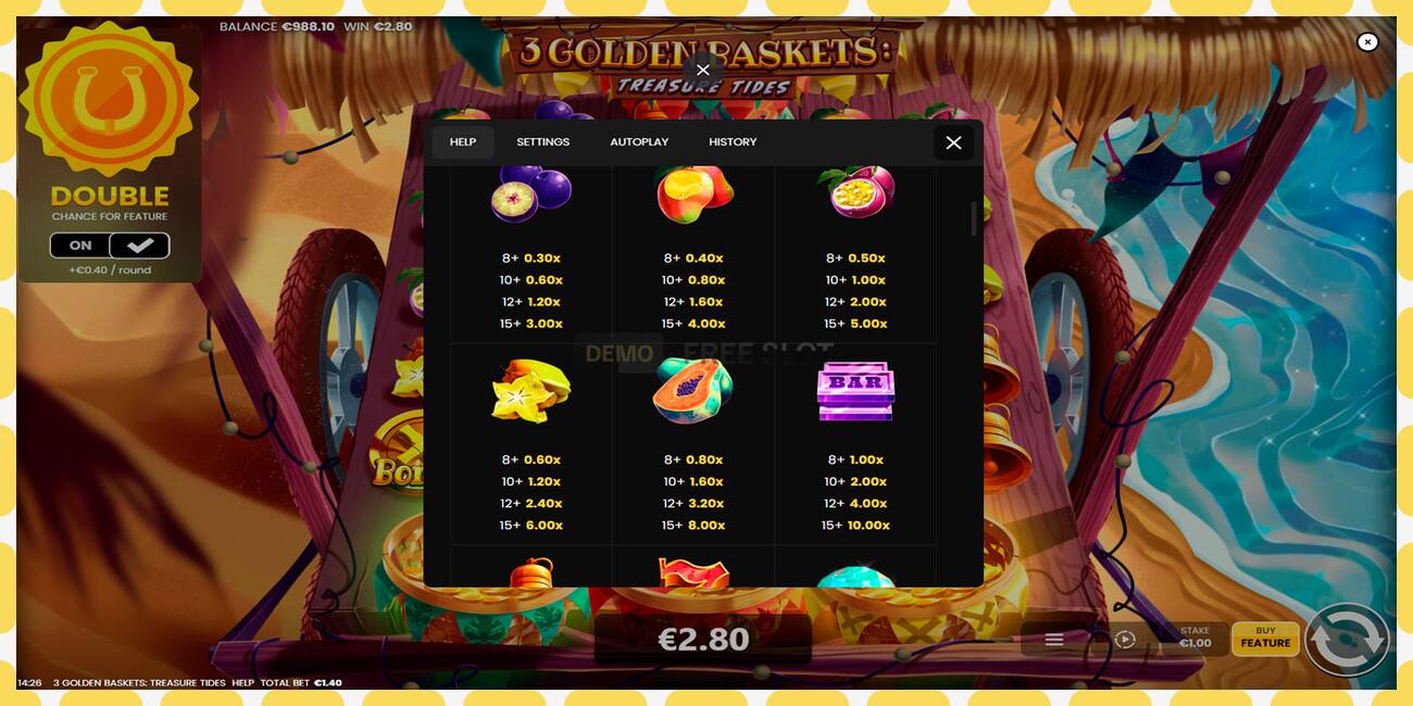 Demo slot 3 Golden Baskets: Treasure Tides free and without registration, picture - 1