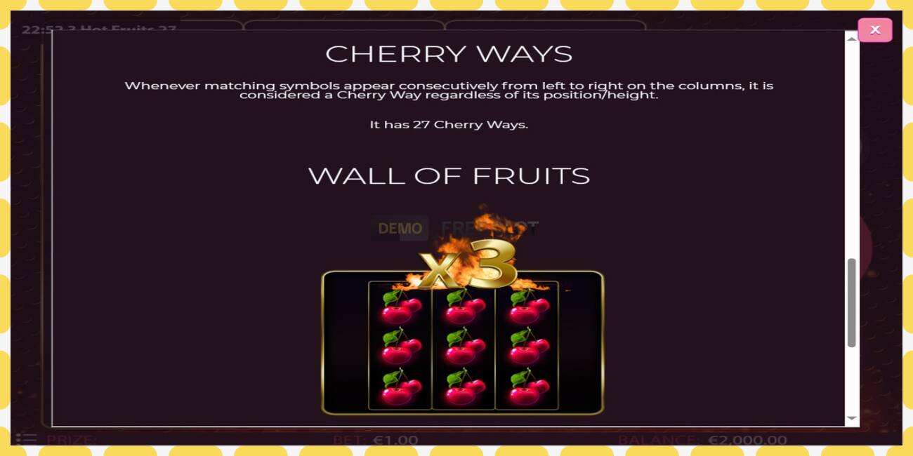 Demo slot 3 Hot Fruits 27 free and without registration, picture - 1