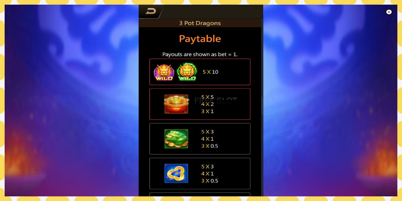 Demo slot 3 Pot Dragons free and without registration, picture - 1