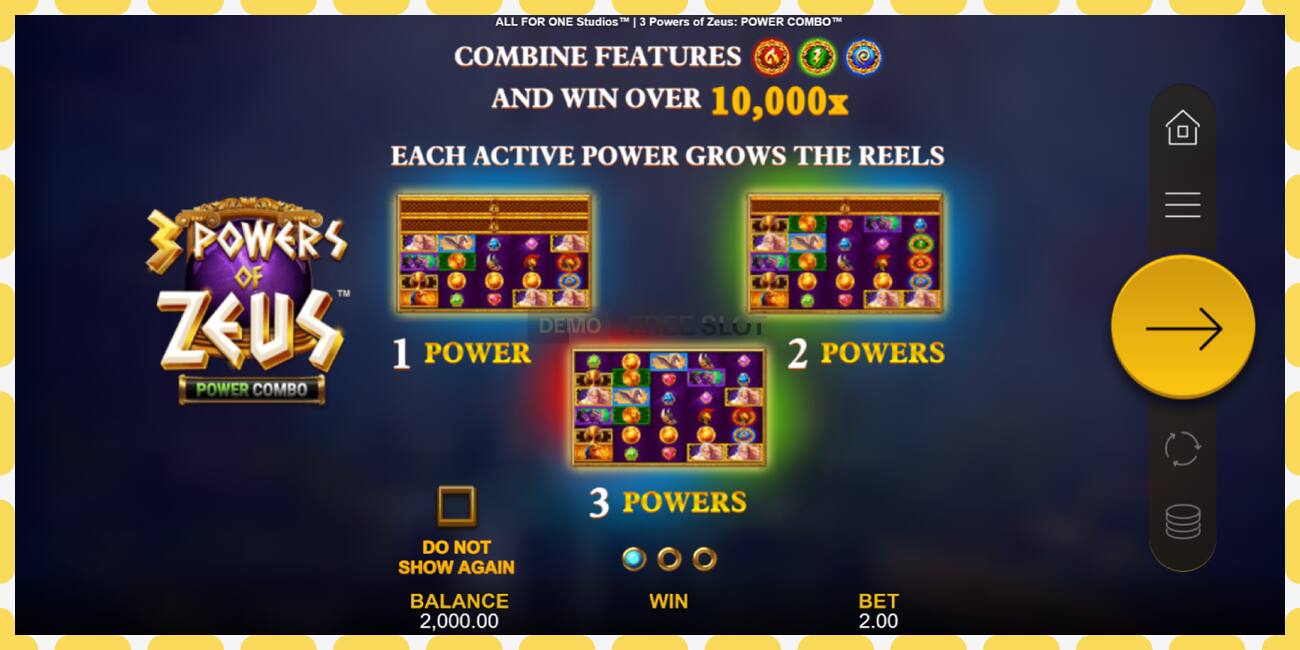 ຊ່ອງຕົວຢ່າງ 3 Powers of Zeus: Power Combo ບໍ່ເສຍຄ່າແລະບໍ່ມີການລົງທະບຽນ, ຮູບ - 1