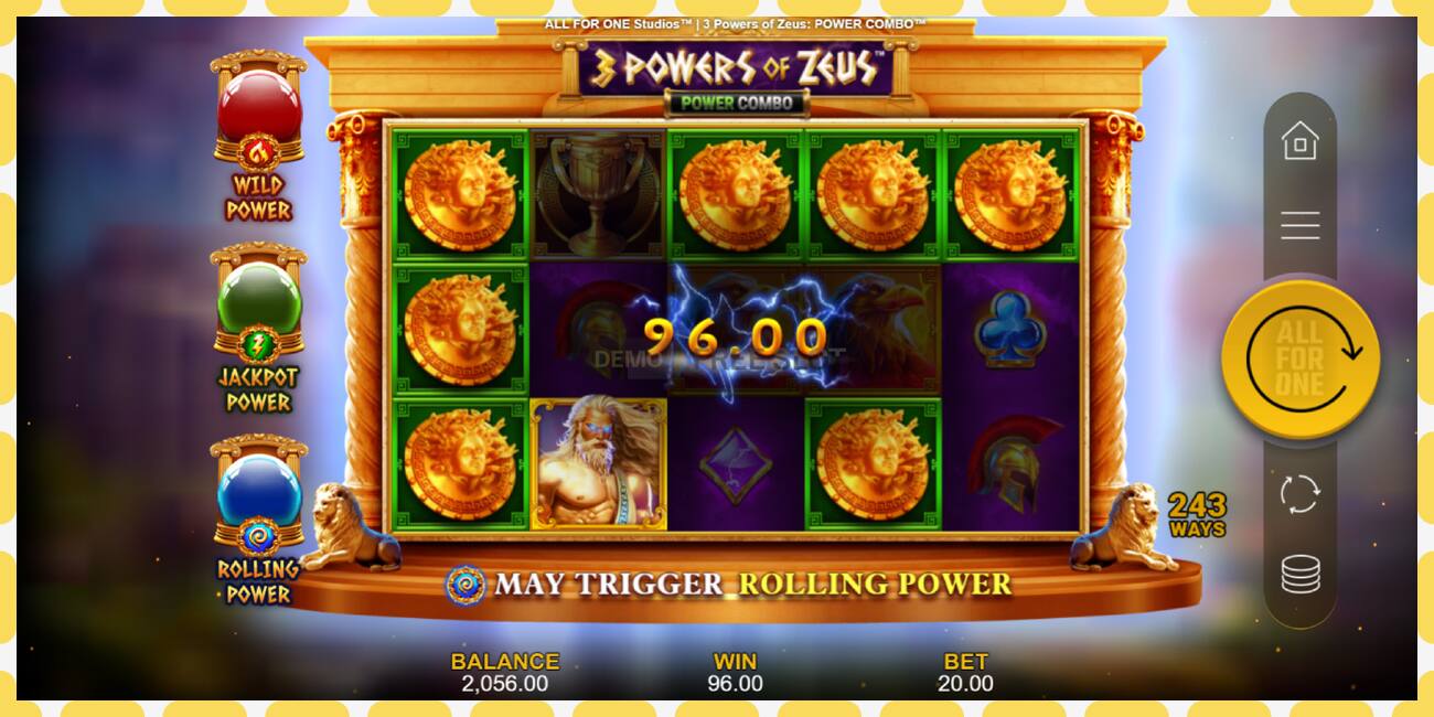 ຊ່ອງຕົວຢ່າງ 3 Powers of Zeus: Power Combo ບໍ່ເສຍຄ່າແລະບໍ່ມີການລົງທະບຽນ, ຮູບ - 1