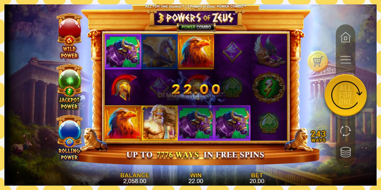 ຊ່ອງຕົວຢ່າງ 3 Powers of Zeus: Power Combo ບໍ່ເສຍຄ່າແລະບໍ່ມີການລົງທະບຽນ, ຮູບ - 1