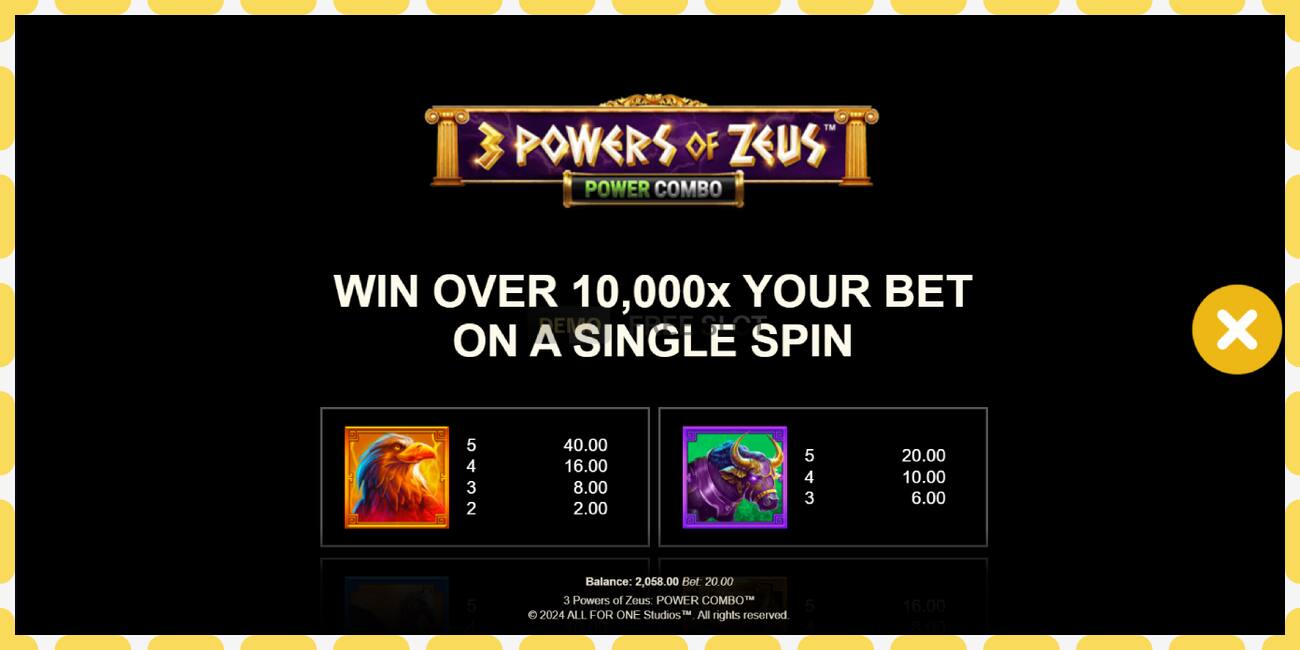 ຊ່ອງຕົວຢ່າງ 3 Powers of Zeus: Power Combo ບໍ່ເສຍຄ່າແລະບໍ່ມີການລົງທະບຽນ, ຮູບ - 1