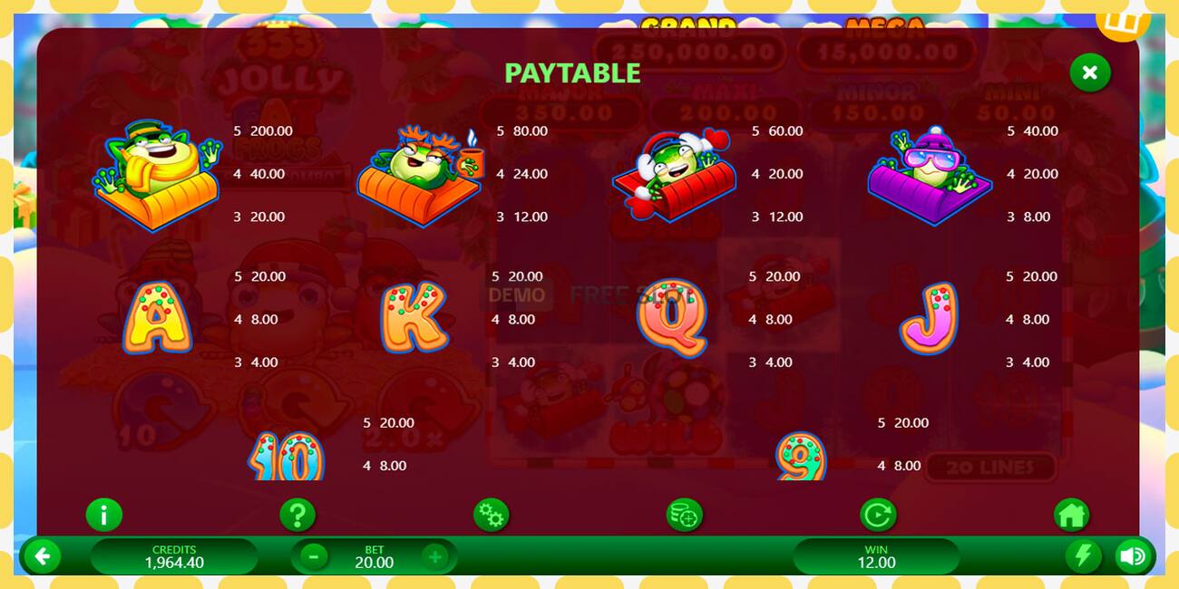 Demo slot 333 Jolly Fat Frogs Power Combo නොමිලේ සහ ලියාපදිංචියකින් තොරව, පින්තූරය - 1