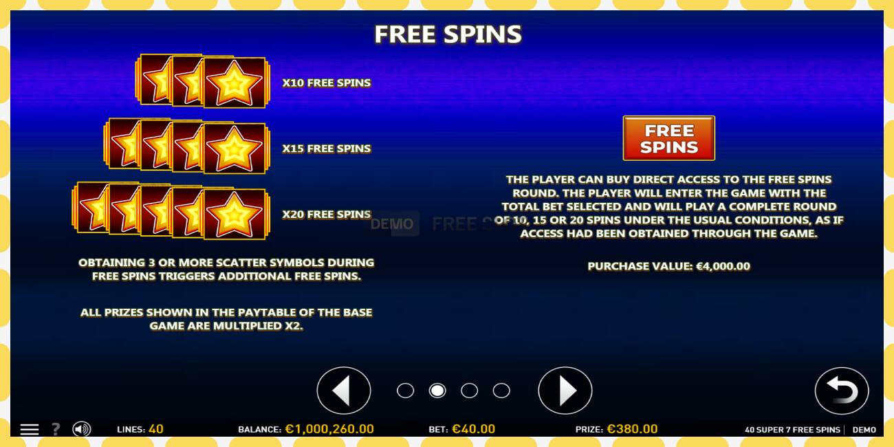 Gniazdo demonstracyjne 40 Super 7 Free Spins bezpłatnie i bez rejestracji, zdjęcie - 1