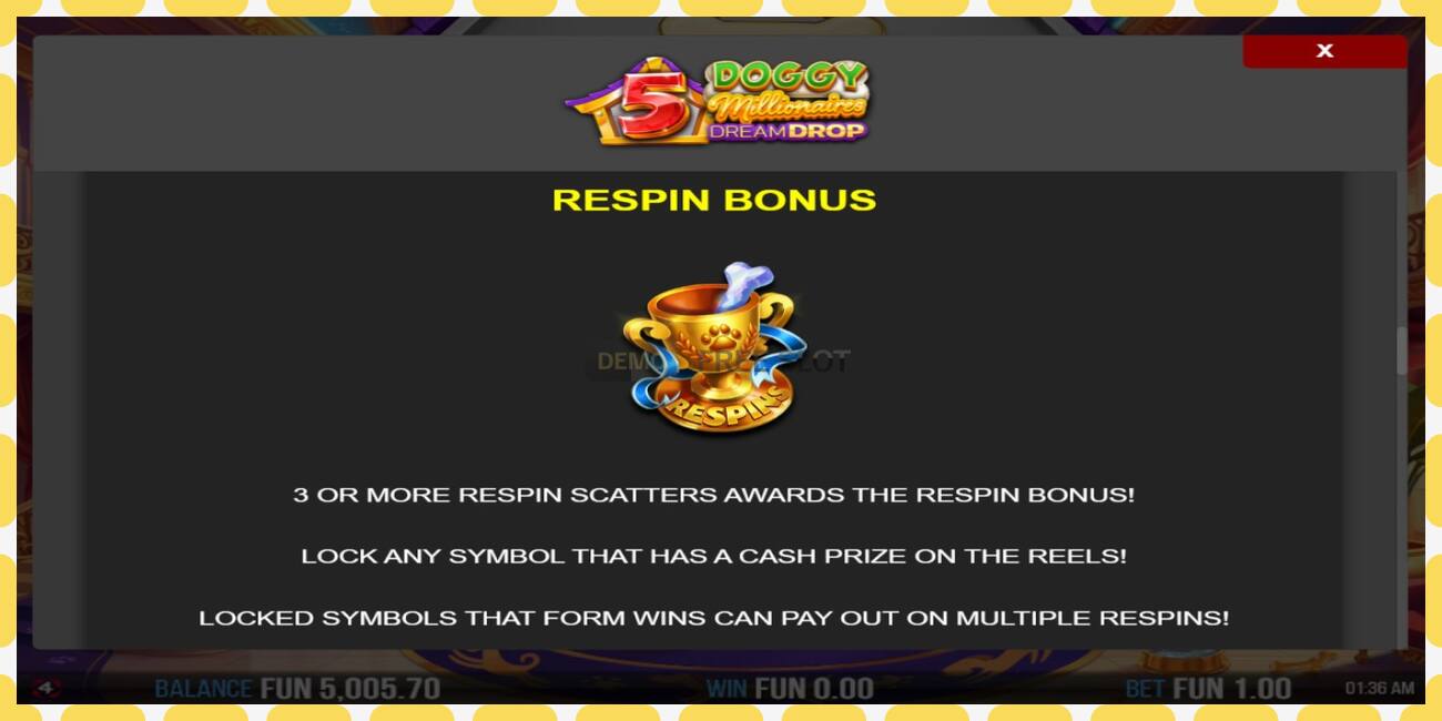 Demo slot 5 Doggy Millionaires Dream Drop නොමිලේ සහ ලියාපදිංචියකින් තොරව, පින්තූරය - 1