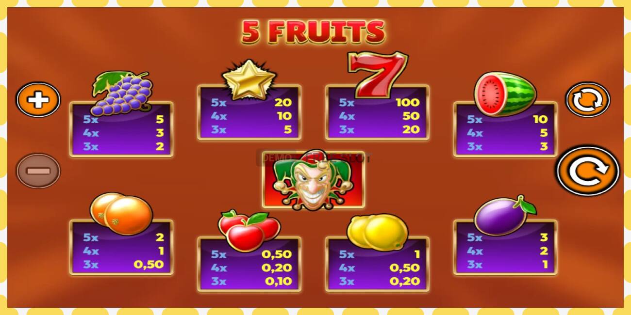 Demo-spor 5 Fruits gratis og uten registrering, bilde - 1