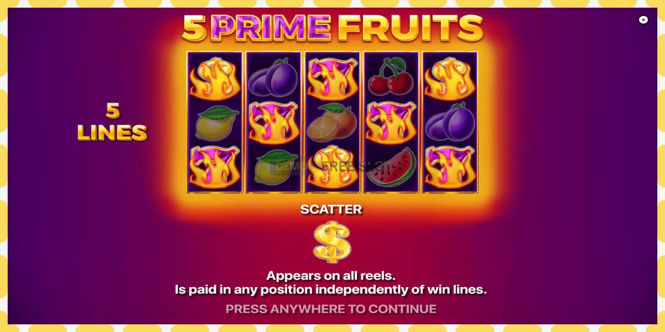 Slot për demonstrim 5 Prime Fruits falas dhe pa regjistrim, foto - 1