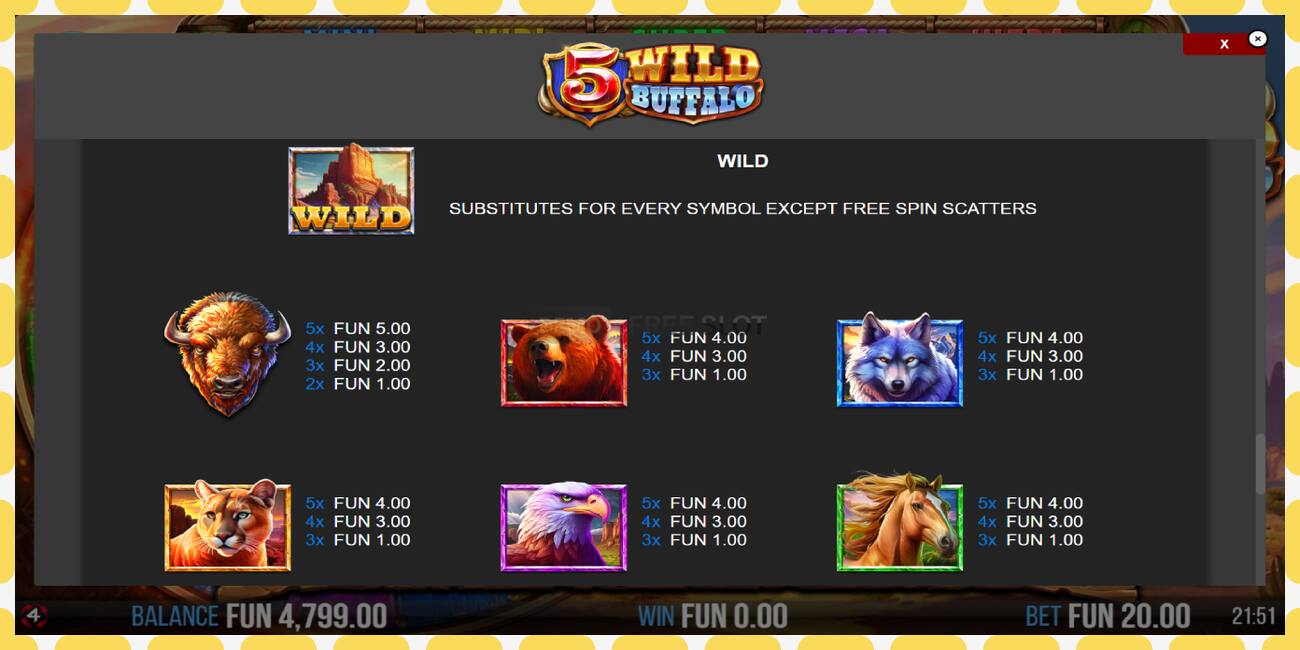 Demo slot 5 Wild Buffalo free and without registration, picture - 1