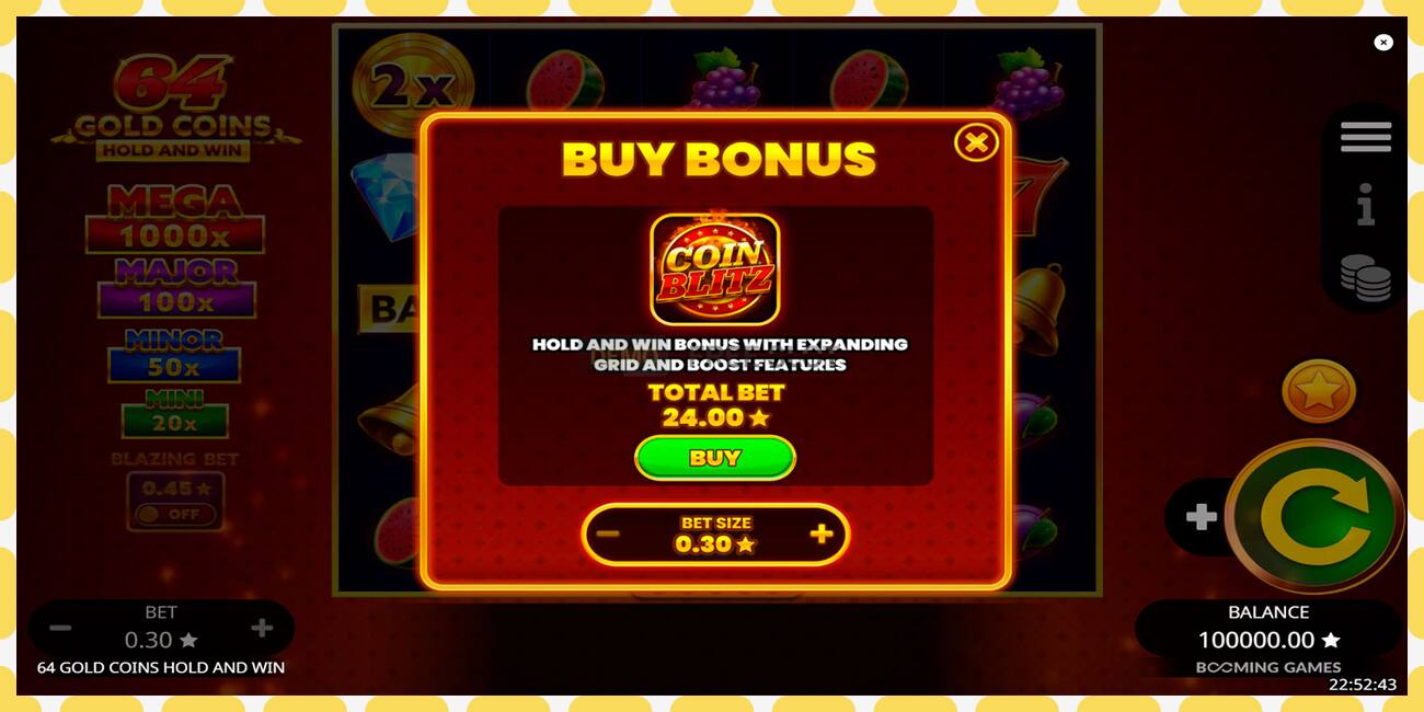 Demo slot 64 Gold Coins Hold and Win free and without registration, picture - 1