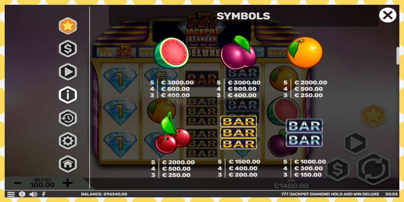 Demo rifa 777 Jackpot Diamond Hold and Win Deluxe ókeypis og án skráningar, mynd - 1