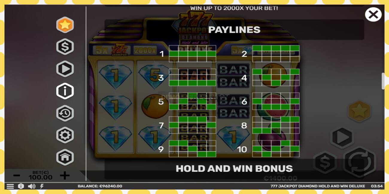 Demo rifa 777 Jackpot Diamond Hold and Win Deluxe ókeypis og án skráningar, mynd - 1