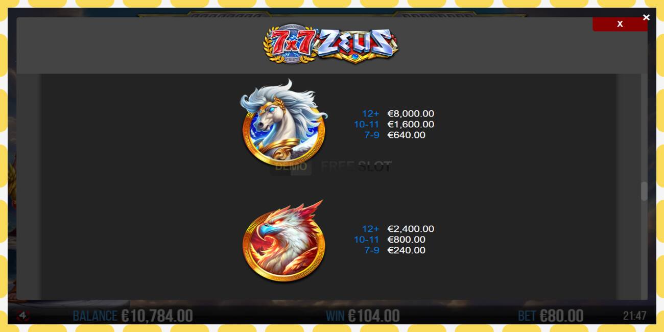 Demo slot 7x7 Zeus free and without registration, picture - 1