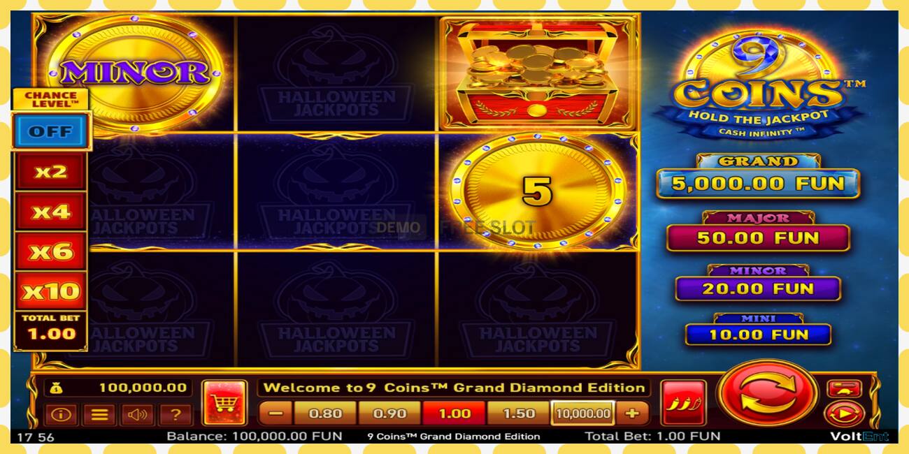 Demo slot 9 Coins Grand Diamond Edition Halloween Jackpots free and without registration, picture - 1