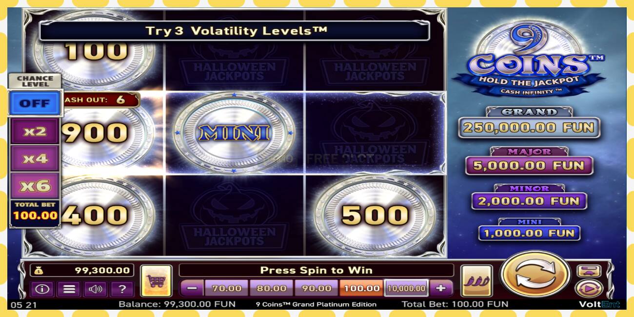 Demo slot 9 Coins Grand Platinum Edition Halloween Jackpot free and without registration, picture - 1