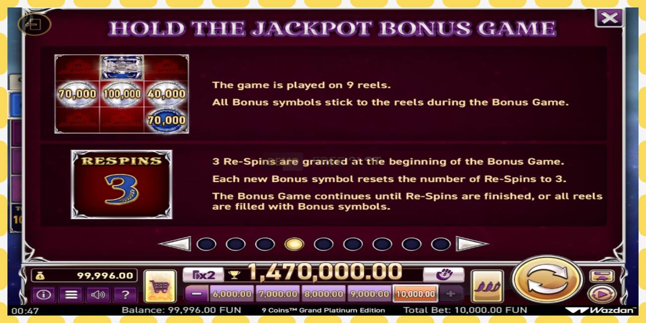 Slot demo 9 Coins Grand Platinum Edition Score The Jackpot gratuit și fără înregistrare, imagine - 1