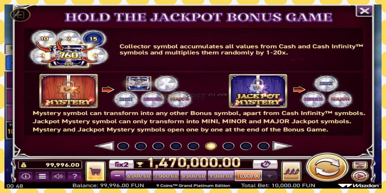 Slot demo 9 Coins Grand Platinum Edition Score The Jackpot gratuit și fără înregistrare, imagine - 1