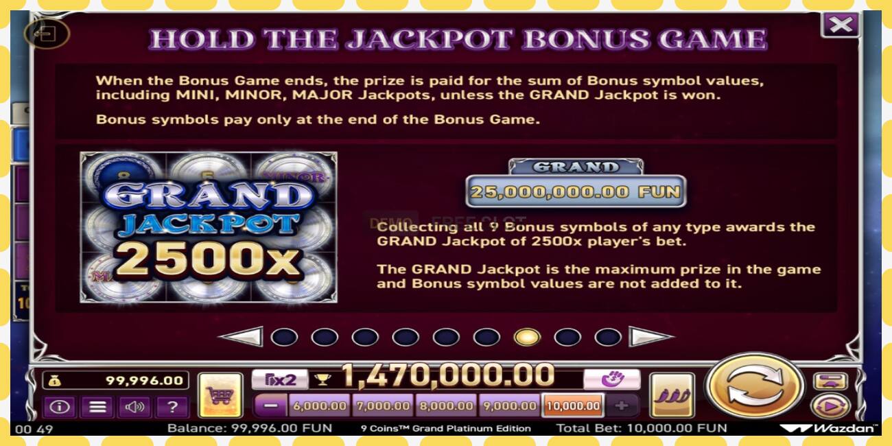 Slot demo 9 Coins Grand Platinum Edition Score The Jackpot gratuit și fără înregistrare, imagine - 1